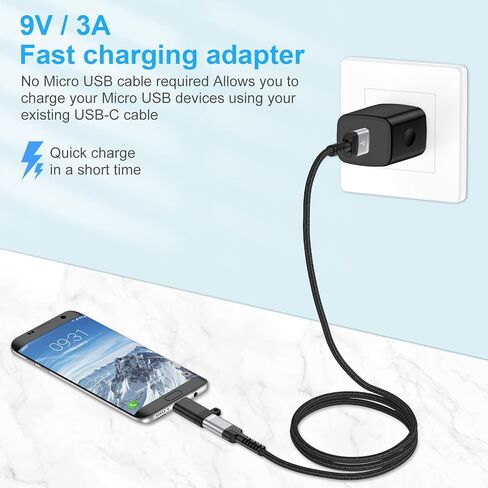 محول Micro USB إلى USB C، 4 حزم محول Micro USB 2.0 ذكر إلى نوع C أنثى للشحن ومزامنة البيانات لهاتف Samsung Galaxy A02 A01 A10 A10s S7 S6 J8 J7 J6 J5 J4 J3 J2، Note 6 5، Nexus 5 6 وأجهزة Micro USB in Saudi Arabia