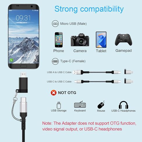 محول Micro USB إلى USB C، 4 حزم محول Micro USB 2.0 ذكر إلى نوع C أنثى للشحن ومزامنة البيانات لهاتف Samsung Galaxy A02 A01 A10 A10s S7 S6 J8 J7 J6 J5 J4 J3 J2، Note 6 5، Nexus 5 6 وأجهزة Micro USB in Saudi Arabia