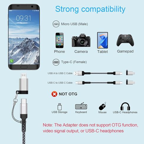 USB C to Micro USB Adapter, 4-Pack USBC Female to Micro USB Male Converter Charge & Data Sync for Samsung Galaxy A02 A01 A10 A10s S7 S6 J8 J7 J6 J5 J4 J3 J2,Note 6 5,Nexus 5 6 & Micro USB Devices in Saudi Arabia