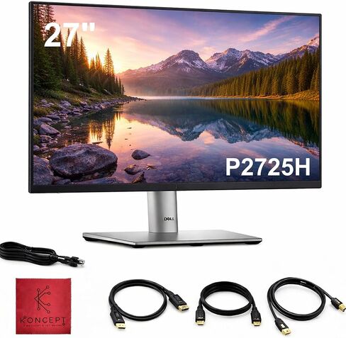 Dell P2725H 27" Full HD 1920 x 1080 Monitor - Computer Monitor Screen with Power Cable USB 3.0 Upstream, DisplayPort + HDMI Cables in Saudi Arabia
