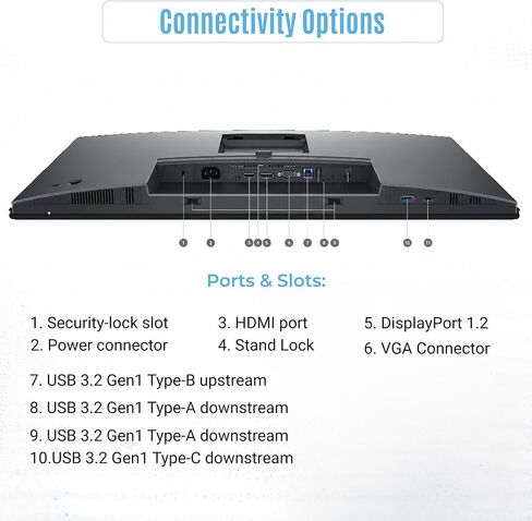 Dell P2725H 27" Full HD 1920 x 1080 Monitor - Computer Monitor Screen with Power Cable USB 3.0 Upstream, DisplayPort + HDMI Cables in Saudi Arabia