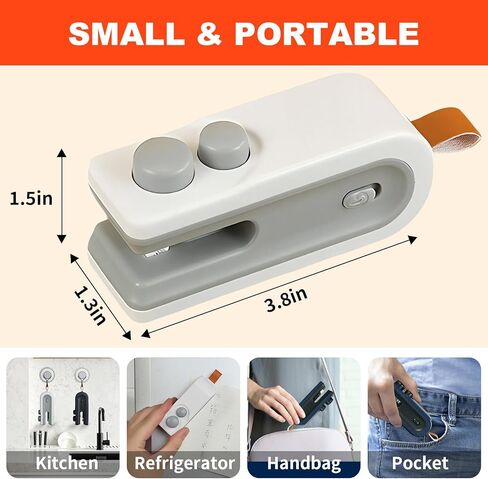 2Pcs Mini Bag Sealer, 2026 New 2 in 1 Magnetic Food Sealer with Cutter and Magnet, USB Rechargeable Chip Bag Sealer Heat Seal Tool, for Snacks, Chips, Food Freshness Storage (White + Blue) in Saudi Arabia