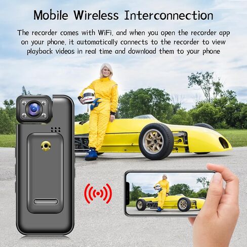 2K Mini Body Camera with WiFi App and Built-in Screen, Portable Wearable Camera with 180° Rotating Lens, IR Night Vision, Loop Recording, Clip-On Video Recorder for Cycling, Travel, Outdoor (0, GB) in Saudi Arabia