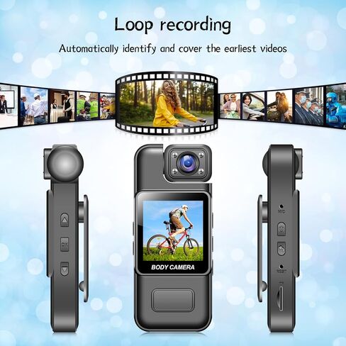 2K Mini Body Camera with WiFi App and Built-in Screen, Portable Wearable Camera with 180° Rotating Lens, IR Night Vision, Loop Recording, Clip-On Video Recorder for Cycling, Travel, Outdoor (0, GB) in Saudi Arabia