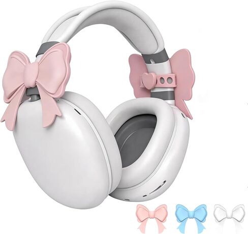 6 Pack Silicone Bow Headphone Accessory(2 Pink, 2 Blue, 2 White), Silicone Headphone Accessory, Headphone Bow Accessories, Easy to Apply, Bow for Headphones,Cute Headphone Decoration in Saudi Arabia