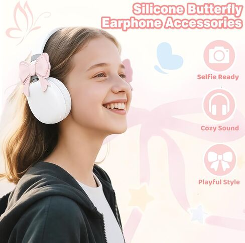 6 Pack Silicone Bow Headphone Accessory(2 Pink, 2 Blue, 2 White), Silicone Headphone Accessory, Headphone Bow Accessories, Easy to Apply, Bow for Headphones,Cute Headphone Decoration in Saudi Arabia