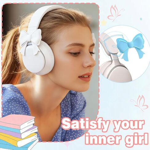6 Pack Silicone Bow Headphone Accessory(2 Pink, 2 Blue, 2 White), Silicone Headphone Accessory, Headphone Bow Accessories, Easy to Apply, Bow for Headphones,Cute Headphone Decoration in Saudi Arabia