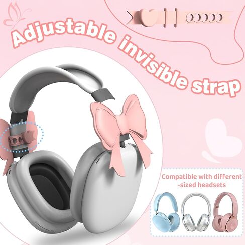 6 Pack Silicone Bow Headphone Accessory(2 Pink, 2 Blue, 2 White), Silicone Headphone Accessory, Headphone Bow Accessories, Easy to Apply, Bow for Headphones,Cute Headphone Decoration in Saudi Arabia