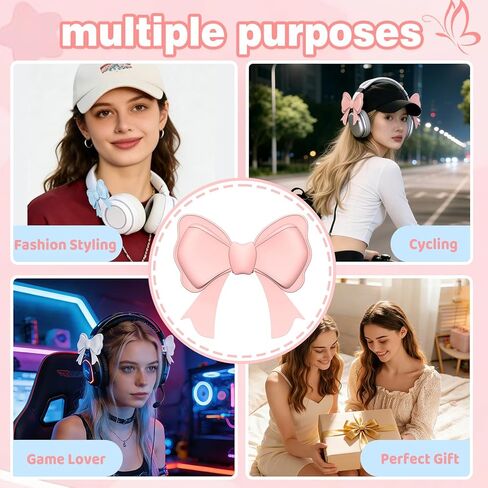 6 Pack Silicone Bow Headphone Accessory(2 Pink, 2 Blue, 2 White), Silicone Headphone Accessory, Headphone Bow Accessories, Easy to Apply, Bow for Headphones,Cute Headphone Decoration in Saudi Arabia