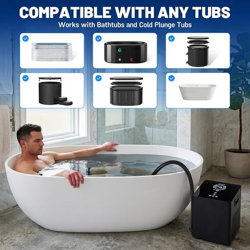Cold Plunge Chiller Pro، مبرد مياه حمام جليدي بقدرة 1/2 حصان لأي حوض، يبرد حتى 39 درجة فهرنهايت، لا يتطلب التثبيت، تطبيق WiFi والتحكم في شاشة اللمس، نظام علاج بارد جاهز للاستخدام 110 فولت in Saudi Arabia