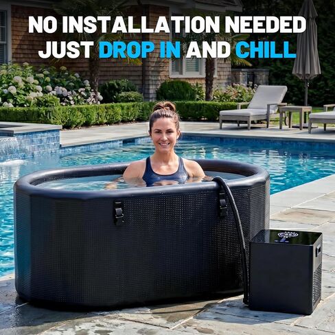 Cold Plunge Chiller Pro، مبرد مياه حمام جليدي بقدرة 1/2 حصان لأي حوض، يبرد حتى 39 درجة فهرنهايت، لا يتطلب التثبيت، تطبيق WiFi والتحكم في شاشة اللمس، نظام علاج بارد جاهز للاستخدام 110 فولت in Saudi Arabia