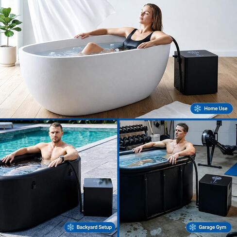 Cold Plunge Chiller Pro، مبرد مياه حمام جليدي بقدرة 1/2 حصان لأي حوض، يبرد حتى 39 درجة فهرنهايت، لا يتطلب التثبيت، تطبيق WiFi والتحكم في شاشة اللمس، نظام علاج بارد جاهز للاستخدام 110 فولت in Saudi Arabia