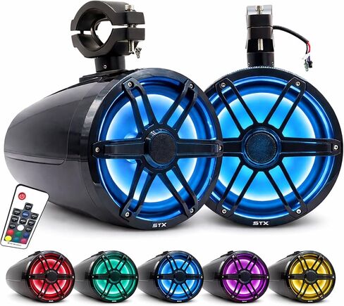 STX Audio STX80MTB - مكبر صوت برجي واكيبورد بحري 800 وات، إضاءة LED RGB، تصميم مقاوم للماء - متوافق مع القوارب وأجهزة التلفاز UTV in Kuwait