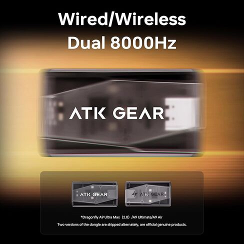 ماوس الألعاب اللاسلكي ATK Dragonfly A9 Air، مستشعر PAW3950 الفائق، DPI يصل إلى 42000، 47 جم خفيف الوزن، 8K استقصاء، عمر بطارية 300 ساعة، 5 أزرار قابلة للبرمجة، وضع مزدوج 2.4G/سلكي - برتقالي غروب الشمس in Kuwait