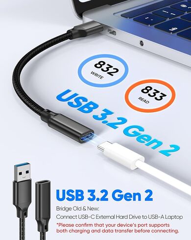 محول USB C أنثى إلى USB ذكر 2 حزمة، كابل تمديد USB C أنثى إلى USB A ذكر 10 جيجابت في الثانية 6 بوصات، USB 3.2 Gen 2 OTG، 60 وات و3 أمبير كابل محول USBA إلى USBC لأجهزة الكمبيوتر المحمول، الكمبيوتر الشخصي، قرص U، Mag-safe in Saudi Arabia