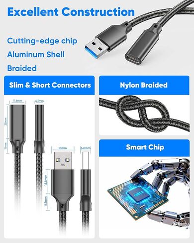 محول USB C أنثى إلى USB ذكر 2 حزمة، كابل تمديد USB C أنثى إلى USB A ذكر 10 جيجابت في الثانية 6 بوصات، USB 3.2 Gen 2 OTG، 60 وات و3 أمبير كابل محول USBA إلى USBC لأجهزة الكمبيوتر المحمول، الكمبيوتر الشخصي، قرص U، Mag-safe in Saudi Arabia