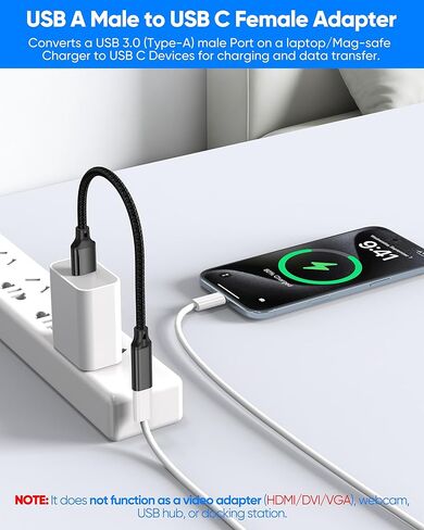 محول USB C أنثى إلى USB ذكر 2 حزمة، كابل تمديد USB C أنثى إلى USB A ذكر 10 جيجابت في الثانية 6 بوصات، USB 3.2 Gen 2 OTG، 60 وات و3 أمبير كابل محول USBA إلى USBC لأجهزة الكمبيوتر المحمول، الكمبيوتر الشخصي، قرص U، Mag-safe in Saudi Arabia