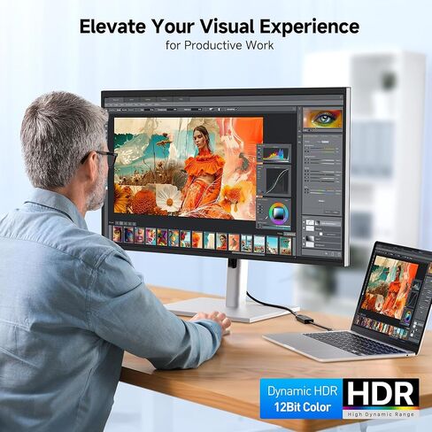 كابل ماتس من الألومنيوم USB C إلى محول HDMI، 4K@60 هرتز، 1440p@144 هرتز، HDR، 4K USB من النوع C إلى محول HDMI لأجهزة iPhone 17/16، MacBook، الكمبيوتر اللوحي، التلفزيون والشاشة in Saudi Arabia