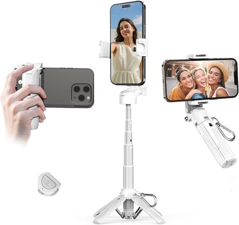Portable Selfie Stick Tripod with Dual Fill Lights & Bluetooth Remote – 3-in-1 Pocket Size Phone Tripod with 2 Cold Shoe Mounts for iPhone Android – Mini Video Stand for Live Streaming in Saudi Arabia