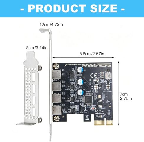 PCIE إلى 4 منافذ من النوع C، بطاقة توسيع محول داخلي، بطاقة توسيع لملحقات سطح المكتب، مقسم لسطح المكتب in Kuwait