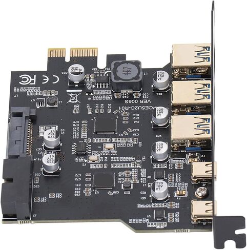 Zunate PCIe to USB 3.2 Gen 1 Expansion Card with 5 Ports, 3 USB Type A and 2 Type C Adapters for and Desktop Computers, 5Gbps Data Transfer in Saudi Arabia
