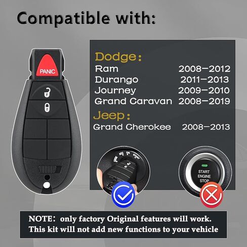 IYZ-C01C DIY Key Fob FOBIK Kit استبدال لـ 2008 2009 2010 2011 2012 Dodge Ram 1500 2500 3500 Journey Durango Grand Caravan Jeep Grand Cherokee بدون مفتاح دخول عن بعد مع أداة Obd سهلة in Kuwait