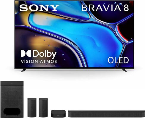 حزمة المسرح المنزلي BRAVIA من سوني: نظام مسرح 5.1 قناة 6 مكبرات صوت (HT-S60) مع تلفزيون OLED 4K Ultra HD 77 بوصة BRAVIA 8 Smart Google (K-77XR80) in Saudi Arabia