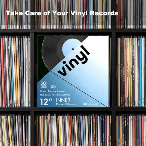 Mopiano 50x12" Inner Vinyl Record Sleeves Round Bottom,33 RPM Anti Static Inner LP Sleeve,Protect Vinyl from Dust,Dirt & Scratches. in Saudi Arabia