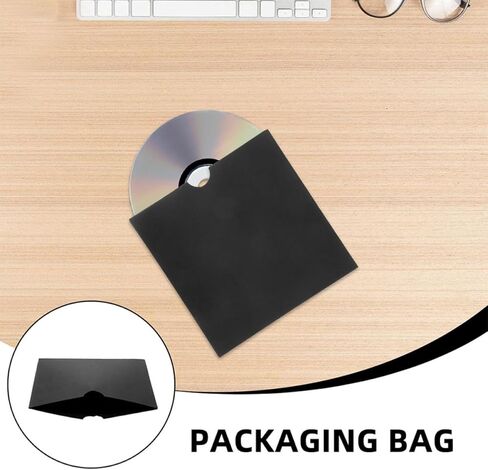 20 قطعة من أكياس تخزين الأكمام الورقية CD DVD من jojofuny، حافظة أكمام ورقية لحامل الأقراص المضغوطة السوداء لتخزين وسائط DVD، مغلفات كرافت واقية مناسبة للمنزل والسفر in Saudi Arabia