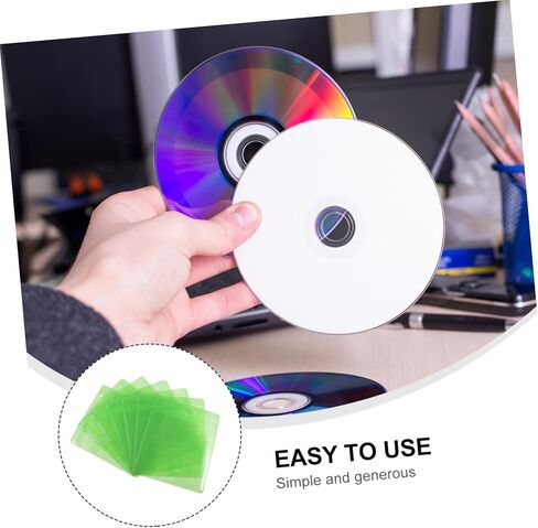 Uonlytech 200 قطعة CD DVD أكمام بلاستيكية 12 سم أكياس تخزين محمولة لحماية القرص السيارة والمنزلية، مادة البولي بروبيلين القوية، لون عشوائي in Saudi Arabia