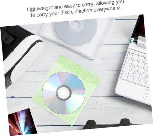 Uonlytech 200 قطعة CD DVD أكمام بلاستيكية 12 سم أكياس تخزين محمولة لحماية القرص السيارة والمنزلية، مادة البولي بروبيلين القوية، لون عشوائي in Saudi Arabia