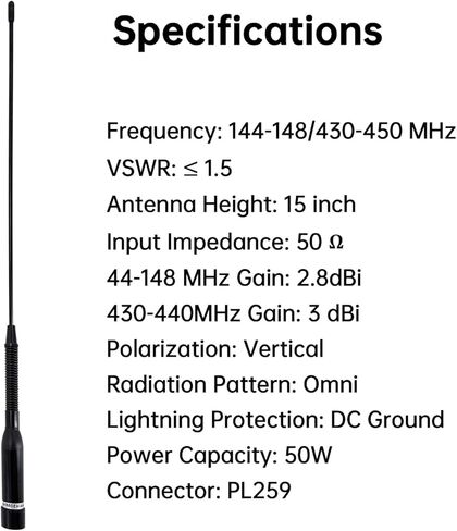 UV200 Dual Band Antenna & Truck Ham Antenna Mount Bracket with 16.5ft Coaxial Cable - Perfect for Mobile Ham Radio Setup in Saudi Arabia