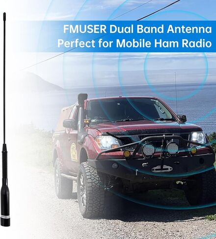 UV200 Dual Band Antenna & Truck Ham Antenna Mount Bracket with 16.5ft Coaxial Cable - Perfect for Mobile Ham Radio Setup in Saudi Arabia