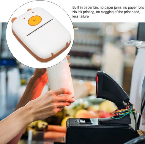 Mini Printer, Rechargeable 203DPI Thermal Printer with 3 Roll Print Paper, Wireless Portable Printer for Printing Images, Photos, Memos, Shopping Lists in Saudi Arabia