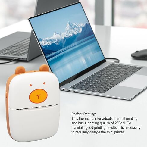Mini Printer, Rechargeable 203DPI Thermal Printer with 3 Roll Print Paper, Wireless Portable Printer for Printing Images, Photos, Memos, Shopping Lists in Saudi Arabia