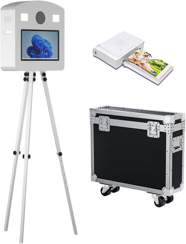 Portable Photo Booth Machine,15.6inch Photo Booth with Mini PC,Tripod Photo Booth Perfect for Wedding,Halloween,Party,Events (Machine+Mini Printer) in Saudi Arabia