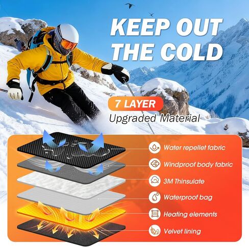 Heated Gloves for Men Women, Upgraded 8000mAH Rechargeable Heated Winter Gloves with Touchscreen, Non-Slip Waterproof Electric Heating Ski Gloves for Winter Outdoor Skiing Snowboarding Sports Work in Saudi Arabia