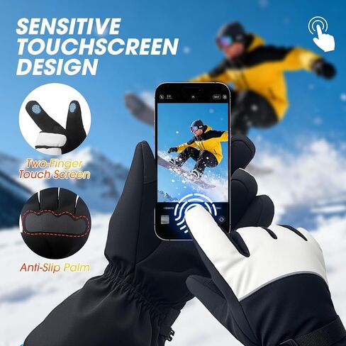Heated Gloves for Men Women, Upgraded 8000mAH Rechargeable Heated Winter Gloves with Touchscreen, Non-Slip Waterproof Electric Heating Ski Gloves for Winter Outdoor Skiing Snowboarding Sports Work in Saudi Arabia