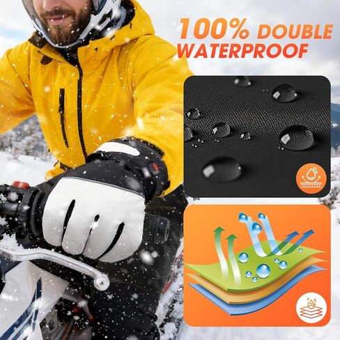 Heated Gloves for Men Women, Upgraded 8000mAH Rechargeable Heated Winter Gloves with Touchscreen, Non-Slip Waterproof Electric Heating Ski Gloves for Winter Outdoor Skiing Snowboarding Sports Work in Saudi Arabia