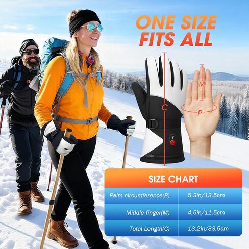 Heated Gloves for Men Women, Upgraded 8000mAH Rechargeable Heated Winter Gloves with Touchscreen, Non-Slip Waterproof Electric Heating Ski Gloves for Winter Outdoor Skiing Snowboarding Sports Work in Saudi Arabia