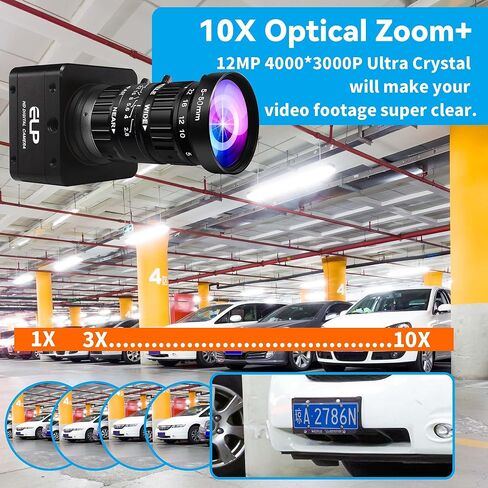 ELP High Speed USB Zoom Camera, 1080P/230fps, 4K/60fps, 12MP/30fps, USB3.0/2.0 Manual Focus Lightburn Cameras for Windows, Linux, Mac, Pi, Fast Frame 5-50mm 10X Zoom IMX577 Webcam for PC Jetson Nano in Saudi Arabia
