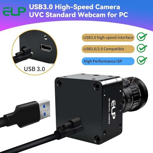ELP High Speed USB Zoom Camera, 1080P/230fps, 4K/60fps, 12MP/30fps, USB3.0/2.0 Manual Focus Lightburn Cameras for Windows, Linux, Mac, Pi, Fast Frame 5-50mm 10X Zoom IMX577 Webcam for PC Jetson Nano in Saudi Arabia