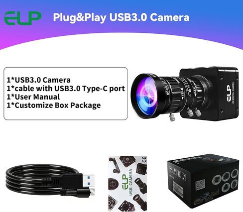 ELP High Speed USB Zoom Camera, 1080P/230fps, 4K/60fps, 12MP/30fps, USB3.0/2.0 Manual Focus Lightburn Cameras for Windows, Linux, Mac, Pi, Fast Frame 5-50mm 10X Zoom IMX577 Webcam for PC Jetson Nano in Saudi Arabia