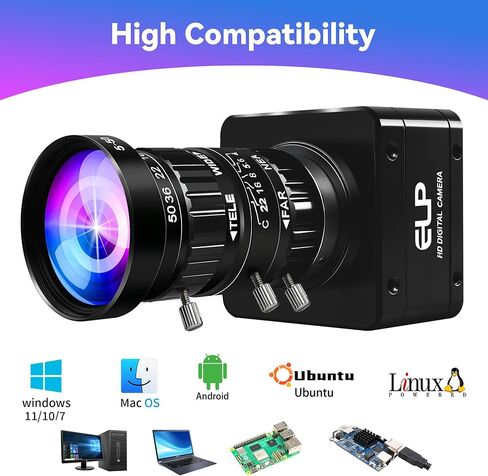 ELP High Speed USB Zoom Camera, 1080P/230fps, 4K/60fps, 12MP/30fps, USB3.0/2.0 Manual Focus Lightburn Cameras for Windows, Linux, Mac, Pi, Fast Frame 5-50mm 10X Zoom IMX577 Webcam for PC Jetson Nano in Saudi Arabia