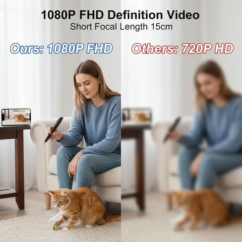 كاميرا قلم محمولة بدقة 1080 بكسل بدقة FHD مع بطاقة سعة 64 جيجابايت، وقلم WiFi يدعم المشاهدة عن بُعد، وبطارية 300 مللي أمبير في الساعة، وكاميرات ذات طول بؤري قصير 15 سم، وبدء سريع وزاوية واسعة 100 درجة - بدون صوت in Kuwait