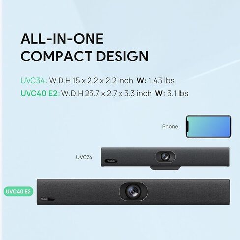 Yealink UVC40 E2 USB نظام كاميرا غرفة الاجتماعات فائقة الدقة 4K كاميرا مؤتمرات فيديو 120 عدسة واسعة الزاوية مدمجة 8 مصفوفات ميكروفون تأطير تلقائي لتتبع مكبر الصوت وكاميرا ويب للتعرض للمنطقة الذكية in Saudi Arabia