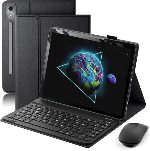 حافظة لوحة المفاتيح لجهاز Lenovo Idea Tab Pro 2025 مقاس 12.7 بوصة - غطاء لوحة مفاتيح قابل للفصل مع ماوس (TB-373FU/TB-375FC) - أسود in Kuwait