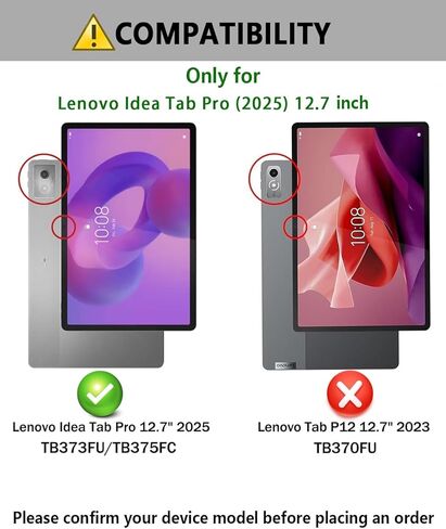 حافظة لوحة المفاتيح لجهاز Lenovo Idea Tab Pro 2025 مقاس 12.7 بوصة - غطاء لوحة مفاتيح قابل للفصل مع ماوس (TB-373FU/TB-375FC) - أسود in Kuwait