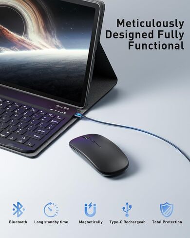 حافظة لوحة المفاتيح لجهاز Lenovo Idea Tab Pro 2025 مقاس 12.7 بوصة - غطاء لوحة مفاتيح قابل للفصل مع ماوس (TB-373FU/TB-375FC) - أسود in Kuwait