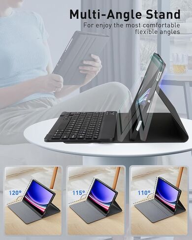 حافظة لوحة المفاتيح لجهاز Lenovo Idea Tab Pro 2025 مقاس 12.7 بوصة - غطاء لوحة مفاتيح قابل للفصل مع ماوس (TB-373FU/TB-375FC) - أسود in Kuwait